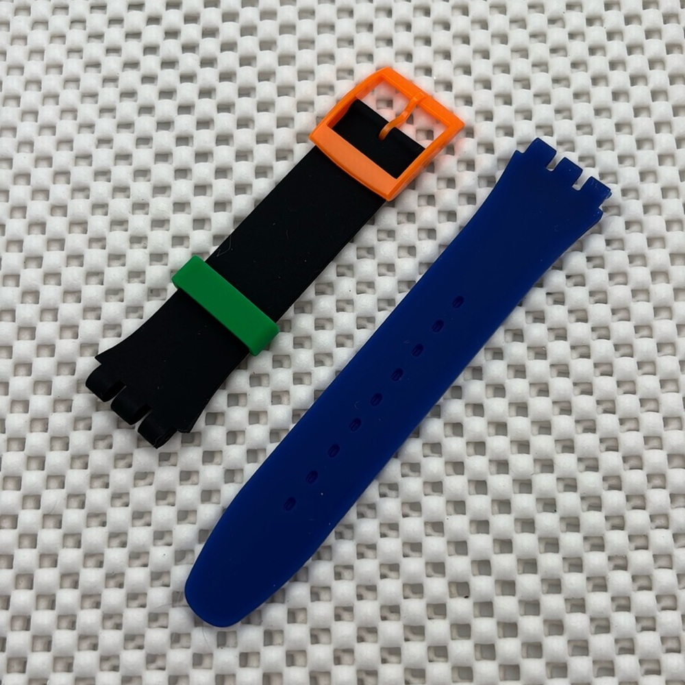 Black and Blue Watch Band (Strap only) - fits Swatch New Gent model